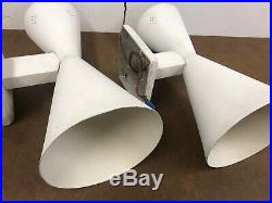 Vintage BOWTIE SCONCE PAIR lamp Mid Century Modern white atomic light wall cone