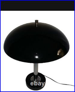 Vintage Black Chrome Flying Saucer Table Desk lamp Mid Century Modern MCM Atomic