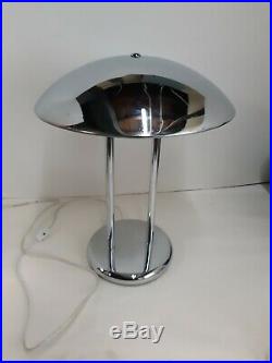 Vintage Chrome Saucer Table / Desk lamp Mid Century Modern Table lamp MCM Atomic