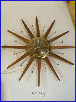 Vintage Clock Westclox Mid Century Modern Atomic Starburst Brass Electric