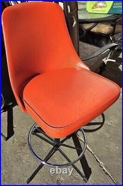 Vintage Cosco Atomic Mid Century Modern Swivel Bar Stool Chair Orange Man Cave