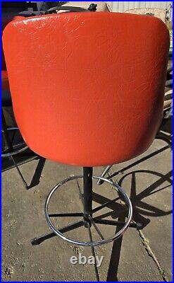 Vintage Cosco Atomic Mid Century Modern Swivel Bar Stool Chair Orange Man Cave