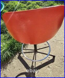 Vintage Cosco Atomic Mid Century Modern Swivel Bar Stool Chair Orange Man Cave