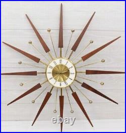 Vintage Elgin Mid Century Modern Atomic Starburst Sunburst Large 30.5 Clock