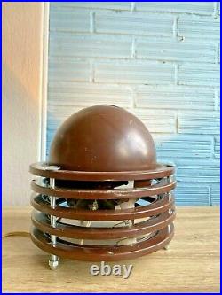 Vintage Eyeball Table Space Age UFO Wood Lamp Atomic Design Light Mid Century