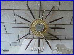 Vintage Lux Robert Shaw Mid Century Atomic Sunburst Regency Wall Clock