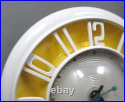 Vintage MCM Mid Century Modern Atomic GE Telechron Yellow Wall Clock Corded