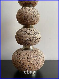 Vintage MCM Mid Century Modern Stacked Cork Balls Table Lamp ATOMIC 1960s