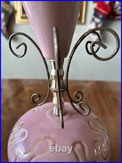 Vintage MCM Pink Brass Metal Atomic Lamp Mid Century Modern no Shade