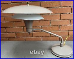 Vintage MG Wheeler Dazor Site Light Metal Tan Desk Lamp Saucer UFO Mid Century