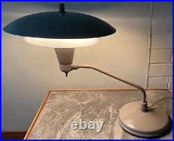 Vintage MG Wheeler Dazor Site Light Metal Tan Desk Lamp Saucer UFO Mid Century