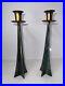 Vintage MID Century Modern Bronze Brutalist Candle Holders Candlesticks Atomic