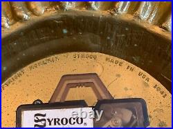 Vintage Mid Century 1969 Syroco 22 Atomic Sunburst Starburst Wall Clock Gold