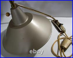 Vintage Mid Century ATOMIC UFO Lamp, Weighted Pull Down Swing Arm Wall Mount