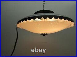 Vintage Mid Century Atomic Ceiling Light Fixture UFO Flying Saucer Space Age
