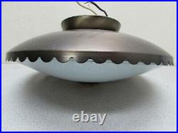 Vintage Mid Century Atomic Ceiling Light Fixture UFO Flying Saucer Space Age