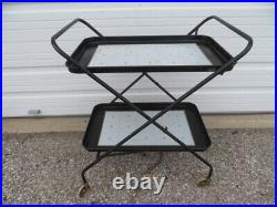 Vintage Mid Century Atomic Collapsible Rolling Hostess Serving Cart