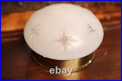 Vintage Mid Century Atomic Star Gold Frosted Glass Ceiling Light Lamp Fixture