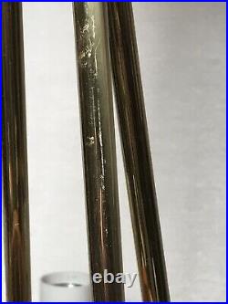 Vintage Mid Century Atomic Wood Brass Chandelier Hanging Light 60s MCM Untested
