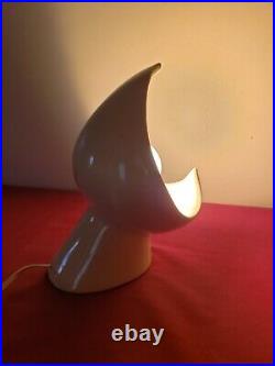 Vintage Mid Century Ceramic Petal Desk Lamp MCM Atomic Age Tan