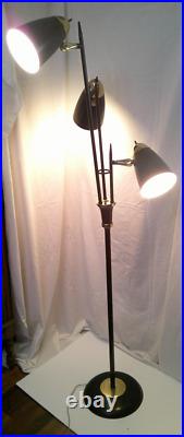 Vintage Mid Century Modern 3 Light Floor Lamp with Atomic Cone Shades