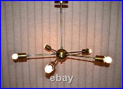 Vintage Mid Century Modern Antique Brass Sputnik atomic chandelier Fixtures