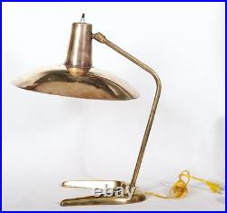 Vintage Mid Century Modern Atomic Flying Saucer Adjustable Brass Desk Lamp