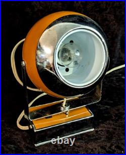 Vintage Mid Century Modern Atomic Orb Sphere Chrome Light Eye Ball Reading Lamp
