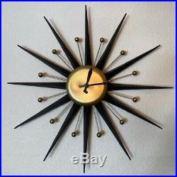Vintage Mid Century Modern Atomic Starburst Mechanical Wind-Up Wall Clock