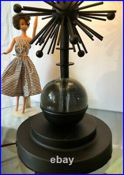 Vintage Mid Century Modern Atomic Starburst Wire Retro Crystal Orb Table Lamp