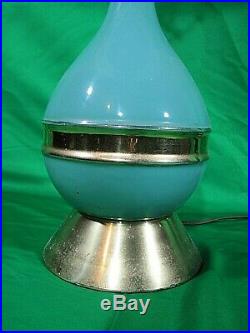 Vintage Mid Century Modern Atomic Table Lamp Fiberglass Shade Art Deco