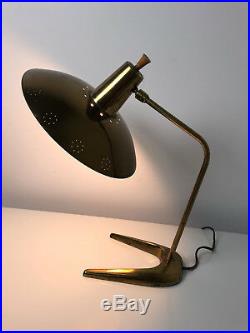 Vintage Mid Century Modern Brass Saucer Desk Lamp Atomic Thurston Lightolier Att