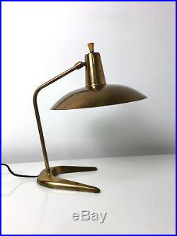 Vintage Mid Century Modern Brass Saucer Desk Lamp Atomic Thurston Lightolier Att