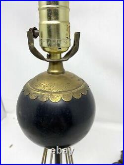 Vintage Mid Century Modern Brass and Black Table Lamp Retro Atomic Look