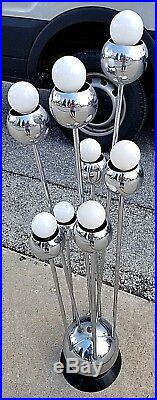 Vintage Mid Century Modern Chrome Sputnik Atomic 8 Bulb Lamp 38 Tall Tested