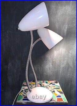Vintage Mid Century Modern Double Gooseneck Desk Table Lamp Atomic