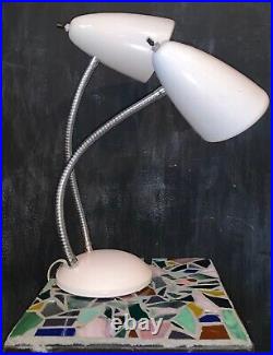 Vintage Mid Century Modern Double Gooseneck Desk Table Lamp Atomic