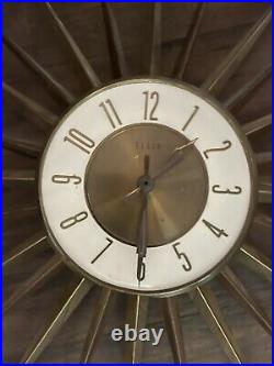 Vintage Mid Century Modern Elgin 24 Starburst Wall Clock Atomic MCM