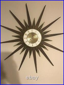 Vintage Mid Century Modern Elgin 26. Starburst Wall Clock Atomic MCM