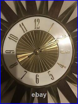 Vintage Mid Century Modern Elgin 26. Starburst Wall Clock Atomic MCM
