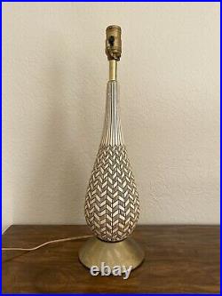 Vintage Mid Century Modern Genie Bottle Ceramic Brass Table Lamp Atomic Era