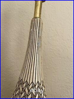 Vintage Mid Century Modern Genie Bottle Ceramic Brass Table Lamp Atomic Era
