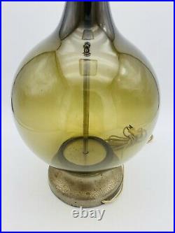 Vintage Mid Century Modern Lamp Space Age Smoked Glass Globe Atomic Metal Table