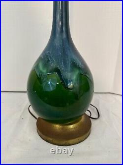 Vintage Mid Century Modern Lamp Space Age drip glaze Globe Atomic Metal genie