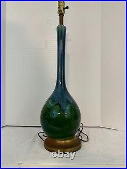 Vintage Mid Century Modern Lamp Space Age drip glaze Globe Atomic Metal genie