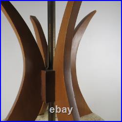 Vintage Mid Century Modern MCM Wood & Ceramic Atomic Danish Style Table Lamp