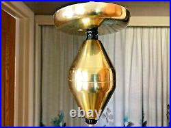 Vintage Mid Century Modern Retractable UFO Ceiling Lamp shade Light brass atomic