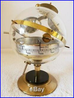 Vintage Mid Century Modernist Brass Atomic Age Sputnik Weather Station Barometer