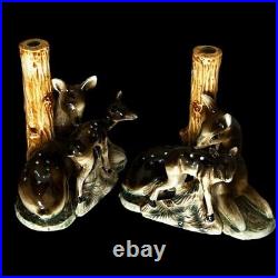 Vintage Mid Century Pair Of Affordable Deer & Fawn Lamp Bases Excellent Con