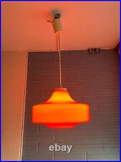 Vintage Mid Century Pendant Space Age Lamp Atomic Design Light Opaline Glass